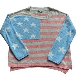 Lisa Robertson Oversized Sweater Womens M Multicolor American Flag Pullover USA